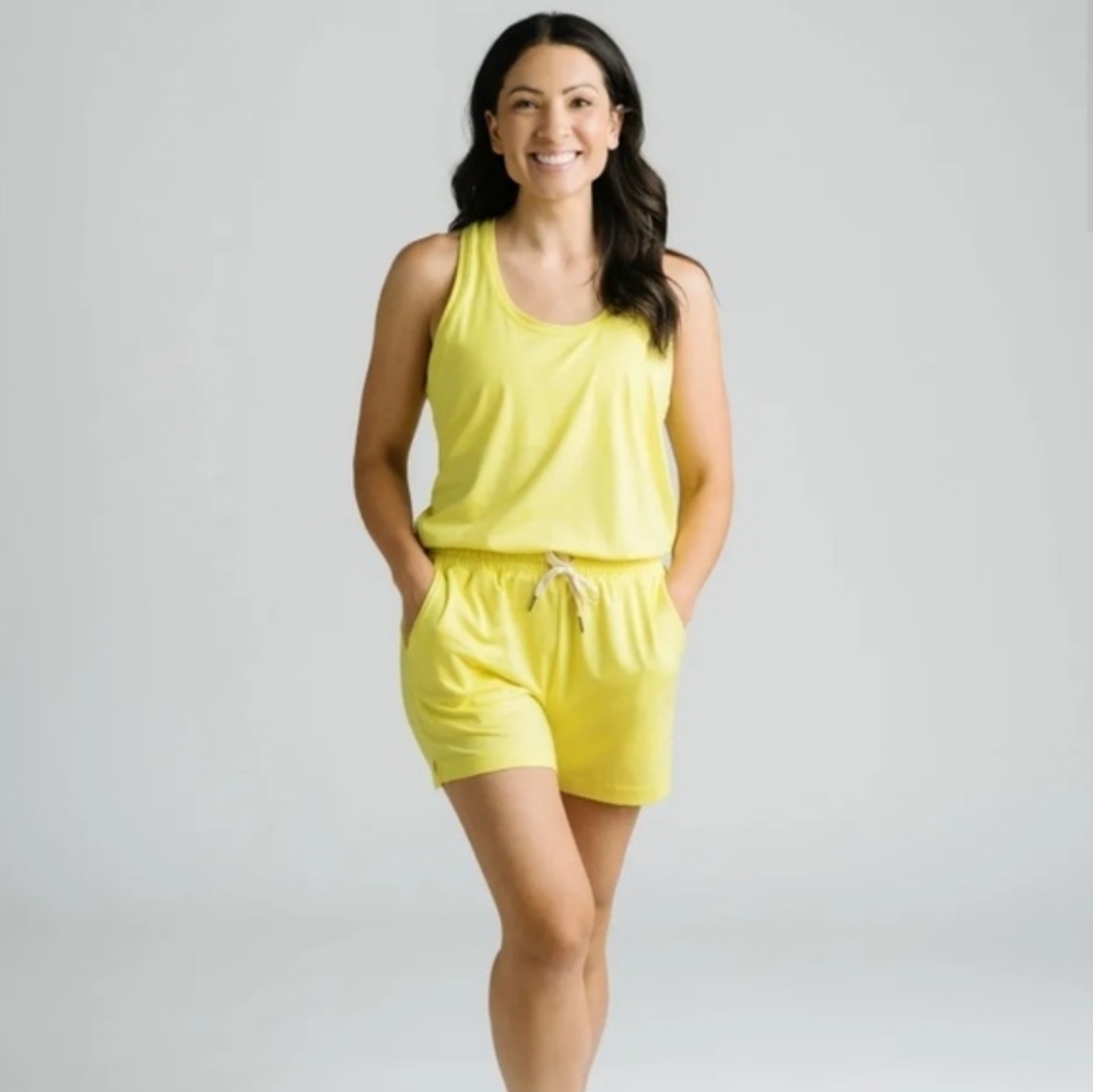 Zyia Lemon Laguna Downtime Athletic Romper Size XS
